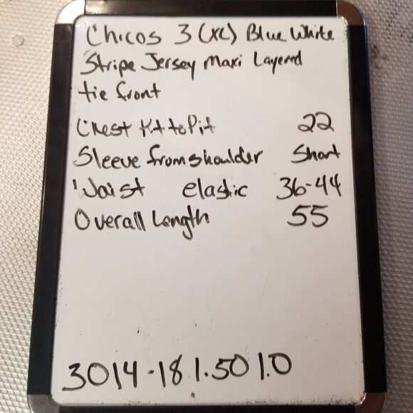 Chicos 3 (XL) Dress Maxi Navy Blue White Striped Jersey Nautical Coastal Comfort - Picture 9 of 9